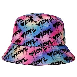 Colorful Love Print Bucket Hat